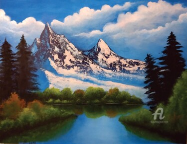 Pintura titulada "Montañas Nevadas" por Gilberto Farias, Obra de arte original, Acrílico