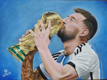 Painting titled "MESSIAS Leo Messi" by Gilberto Farias, Original Artwork, Acrylic