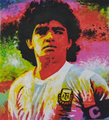 Pittura intitolato "Diego Maradona" da Gilberto Farias, Opera d'arte originale, Acrilico