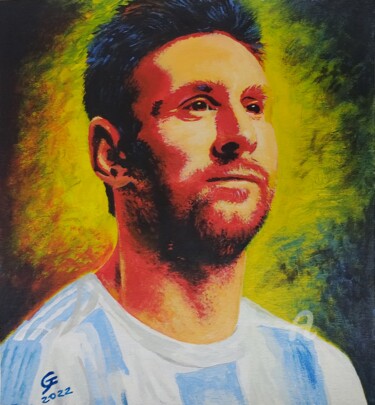 Painting titled "Lionel Messi" by Gilberto Farias, Original Artwork, Acrylic