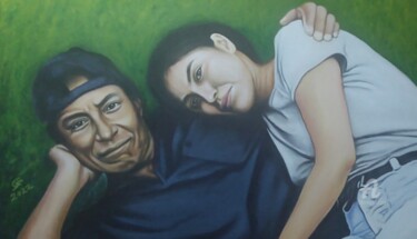 Malerei mit dem Titel "PADRE E HIJA" von Gilberto Farias, Original-Kunstwerk, Acryl