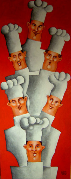 Painting titled "Os chefs" by Gilberto Cabral, Original Artwork