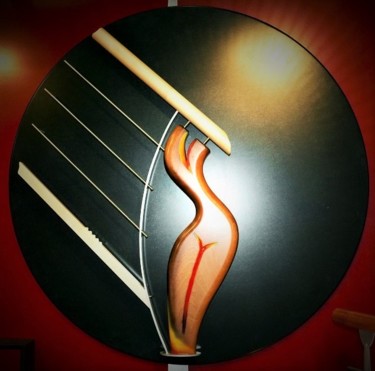 Sculpture titled "‘’ Muse’icAle ‘’" by Gil'Ber Pautler, Original Artwork, Metals Mounted on Wood Panel