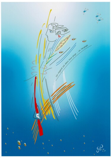 Arte digital titulada "Série bleue M 0.2" por Gil'Ber Pautler, Obra de arte original, Trabajo Digital 2D