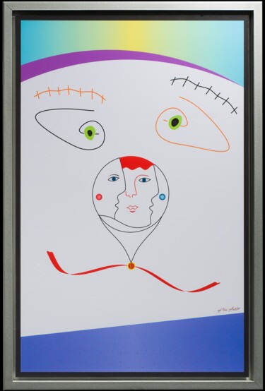 Arte digital titulada "Le Clown 0.1" por Gil'Ber Pautler, Obra de arte original, Pintura Digital Montado en Otro panel rígido