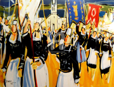 Peinture intitulée "Procession à Ste An…" par Gilbert Tymen, Œuvre d'art originale, Acrylique