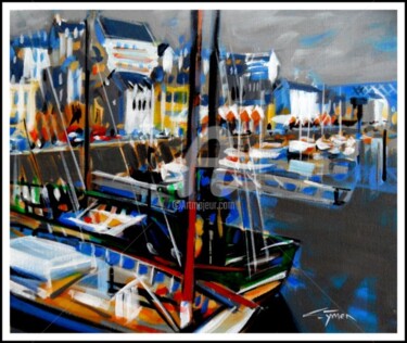 Malerei mit dem Titel "DOUARNENEZ : Le por…" von Gilbert Tymen, Original-Kunstwerk, Acryl