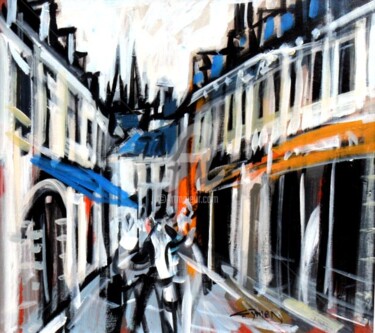 Painting titled "QUIMPER : Rue Chape…" by Gilbert Tymen, Original Artwork, Acrylic