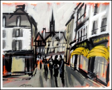 Painting titled "Quimper : rue Astor" by Gilbert Tymen, Original Artwork, Acrylic