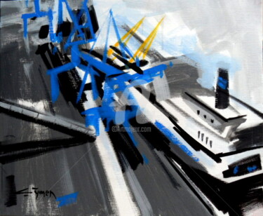 Peinture intitulée "Les grues bleues" par Gilbert Tymen, Œuvre d'art originale, Acrylique