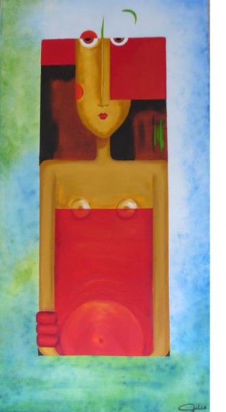 Painting titled "Femme enceinte" by Gilco, Original Artwork, Oil