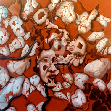 Peinture intitulée "MORCELLEMENT IDENTI…" par Gildas Husson, Œuvre d'art originale, Acrylique