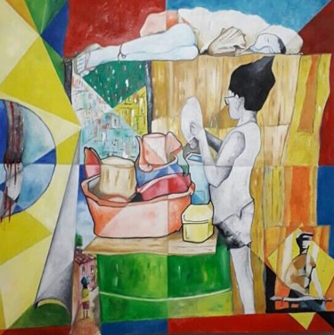 Malerei mit dem Titel "Infância Perdida" von Gildasio Rodriguez, Original-Kunstwerk, Öl