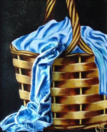 Pintura titulada "cesto con ropa" por Diego Angel Gil Del Reino, Obra de arte original, Oleo