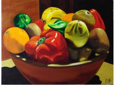 Painting titled "frutero" by Diego Angel Gil Del Reino, Original Artwork, Oil