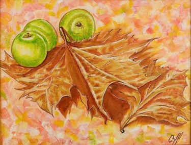 Pintura titulada "manzanas" por Diego Angel Gil Del Reino, Obra de arte original, Oleo