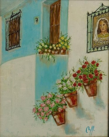Malerei mit dem Titel "calle del carmen" von Diego Angel Gil Del Reino, Original-Kunstwerk, Öl
