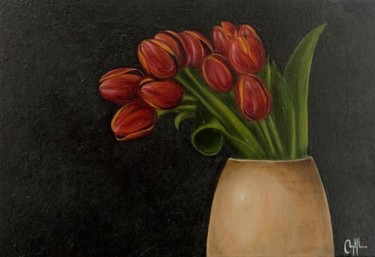 Painting titled "tulipan cautivo" by Diego Angel Gil Del Reino, Original Artwork, Oil