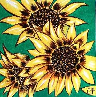 Painting titled "girasoles 2 1970" by Diego Angel Gil Del Reino, Original Artwork, Oil