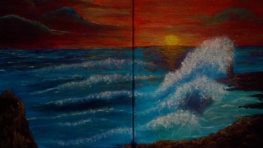 Painting titled "Couche du soleil" by Giliola Popescu, Original Artwork, Acrylic