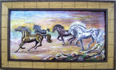 Peinture intitulée "La horde sauvage" par Gilionne, Œuvre d'art originale