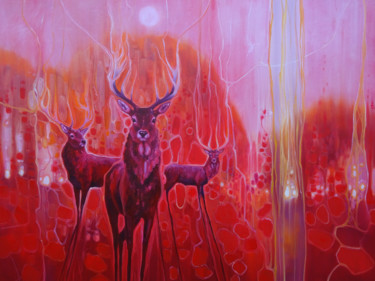 Painting titled "Red Magic - A Red p…" by Gill Bustamante, Original Artwork, Oil