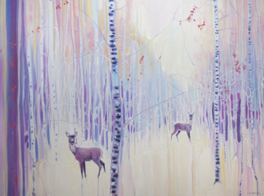 Schilderij getiteld "Spirits of Winter -…" door Gill Bustamante, Origineel Kunstwerk, Olie