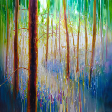 Painting titled "Bluebell Symphony -…" by Gill Bustamante, Original Artwork, Oil