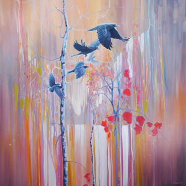 Pittura intitolato "The Ravens Quest" da Gill Bustamante, Opera d'arte originale, Olio