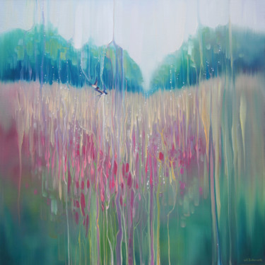 Картина под названием "Summer Meadow with…" - Gill Bustamante, Подлинное произведение искусства, Масло