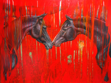 Malerei mit dem Titel "Equine Dreaming - a…" von Gill Bustamante, Original-Kunstwerk, Öl