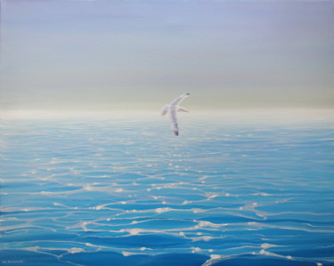 Peinture intitulée "Freedom a seascape…" par Gill Bustamante, Œuvre d'art originale, Huile