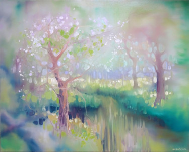 Painting titled "The Glade" by Gill Bustamante, Original Artwork, Oil