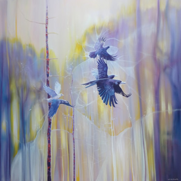 Peinture intitulée "Realm of the Ravens" par Gill Bustamante, Œuvre d'art originale, Huile