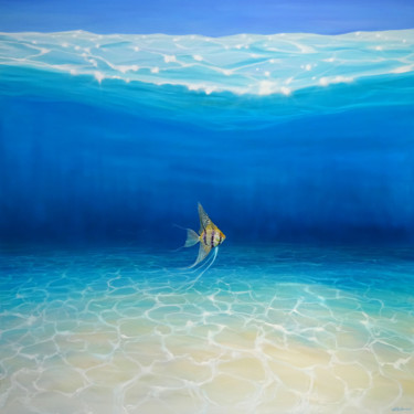 Painting titled "Angel Escapes to th…" by Gill Bustamante, Original Artwork, Oil