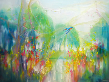 Schilderij getiteld "River Spell" door Gill Bustamante, Origineel Kunstwerk, Olie