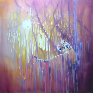 Painting titled "Tiger Soul" by Gill Bustamante, Original Artwork, Oil
