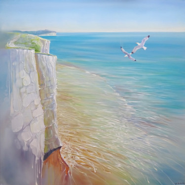 Peinture intitulée "Seaford Seascape" par Gill Bustamante, Œuvre d'art originale, Huile
