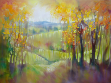 Painting titled "November Glowing" by Gill Bustamante, Original Artwork, Oil
