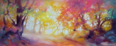 Painting titled "Radiance" by Gill Bustamante, Original Artwork, Oil Mounted on Wood Stretcher frame
