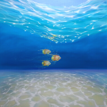 Schilderij getiteld "Under Sea Escape is…" door Gill Bustamante, Origineel Kunstwerk, Olie