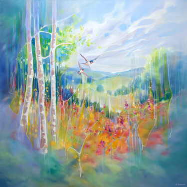 Painting titled "Natures Harmony" by Gill Bustamante, Original Artwork, Oil Mounted on Wood Stretcher frame
