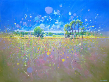 「Transcendent Spring…」というタイトルの絵画 Gill Bustamanteによって, オリジナルのアートワーク, オイル ウッドストレッチャーフレームにマウント