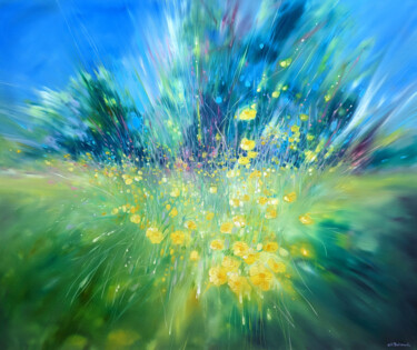 Peinture intitulée "The Flowers Scream…" par Gill Bustamante, Œuvre d'art originale, Huile Monté sur Châssis en bois