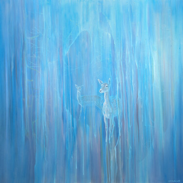 Painting titled "Out of the Blue, a…" by Gill Bustamante, Original Artwork, Oil Mounted on Wood Stretcher frame