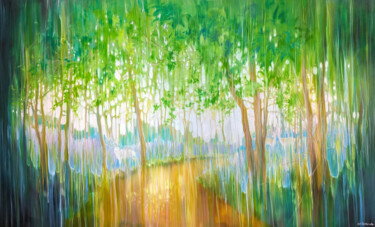 Картина под названием "Renewal of Springti…" - Gill Bustamante, Подлинное произведение искусства, Масло Установлен на Деревя…
