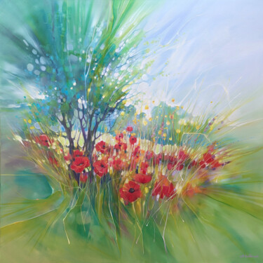 Painting titled "Midsummer Jubilance…" by Gill Bustamante, Original Artwork, Oil Mounted on Wood Stretcher frame