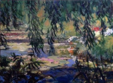 Painting titled "Giverny" by Gilles Lambert, Original Artwork, Oil