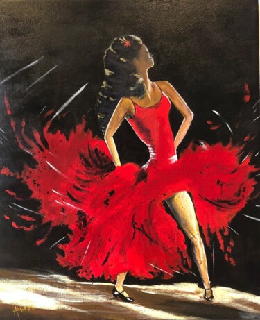 Danseuse flamenco Peinture intitulée "Danseuse flamenco" par Gilles Aubert, Œuvre d'art originale, Acrylique