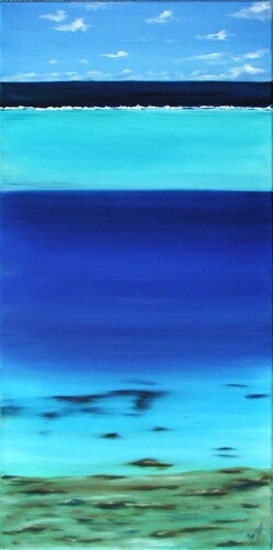 Painting titled "BLEU D'INFINI" by Gilles Fraysse, Original Artwork, Oil